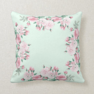 Shabby roses pillow pink and mint