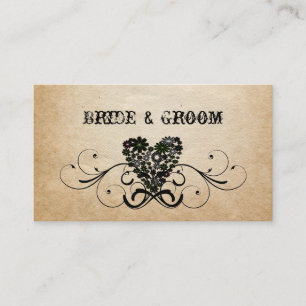 Shabby Rustic Black Heart Place Cards