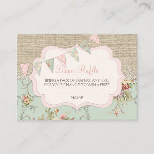Shabby Rustic Country Chic Diaper Raffle Ticket Enclosure Card