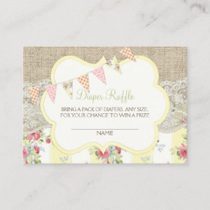 Shabby Rustic Country Chic Diaper Raffle Ticket Enclosure Card