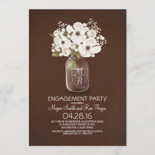 shabby rustic mason jar engagement party invitation