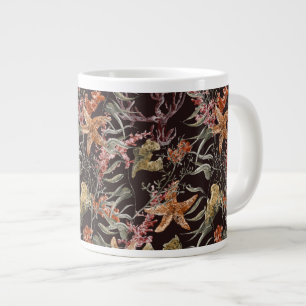 Shabby Sea Life Pattern Large Coffee Mug