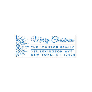 Shabby Snowflake Merry Christmas Holiday Address Self-inking Stamp