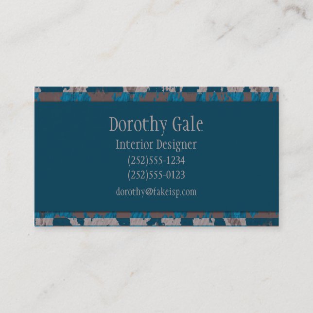Shabby Stripes in Brown and Blue Business Card (Front)