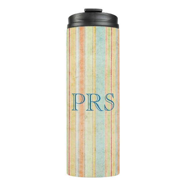 Shabby Stripes Monogram Thermal Tumbler (Front)