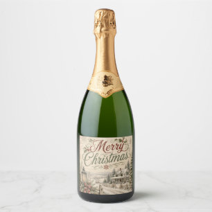 shabby style christmas champagne bottle label