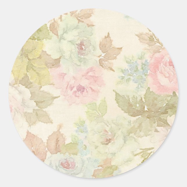 Shabby Tea Party Classic Round Sticker (Front)