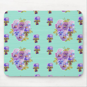 Shabby Turquoise art floral Computer Mouse Mat Pad