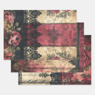 Shabby Victorian Lace Heavy Weight Decoupage Print Wrapping Paper Sheet