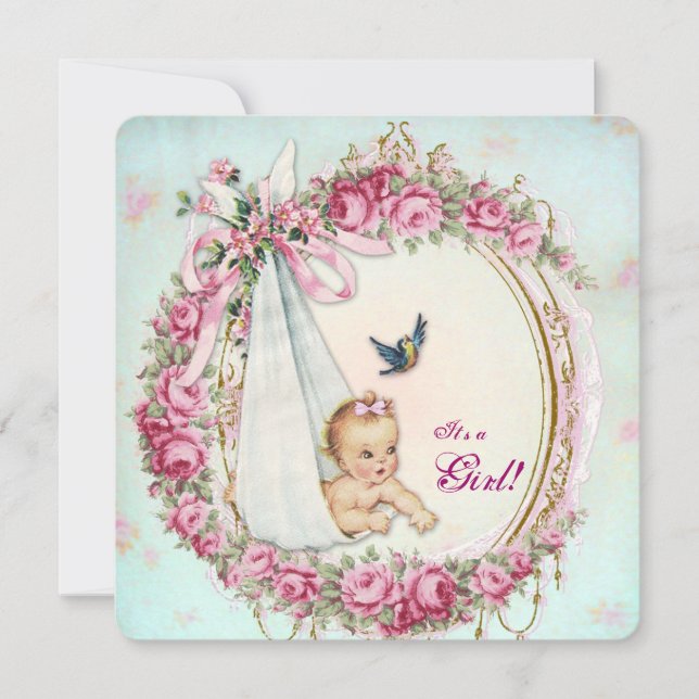 Shabby Vintage Baby Shower Invitation (Front)