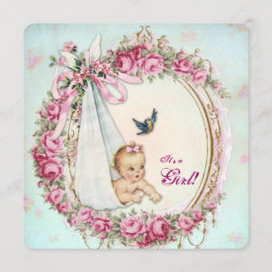 Shabby Vintage Baby Shower Invitation