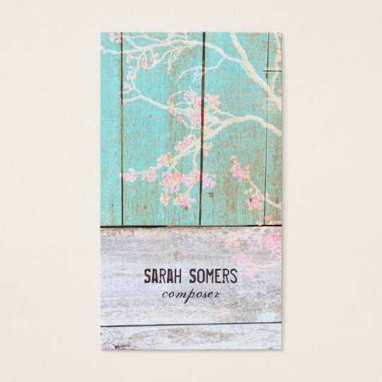 Shabby Vintage Country Rustic Turquoise Wood Chic Business Card
