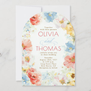 Shabby Vintage Floral Boho Elegant Wedding Arch Invitation