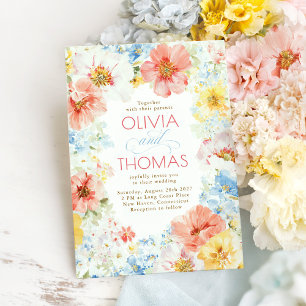 Shabby Vintage Floral Boho Elegant Wedding Invitation