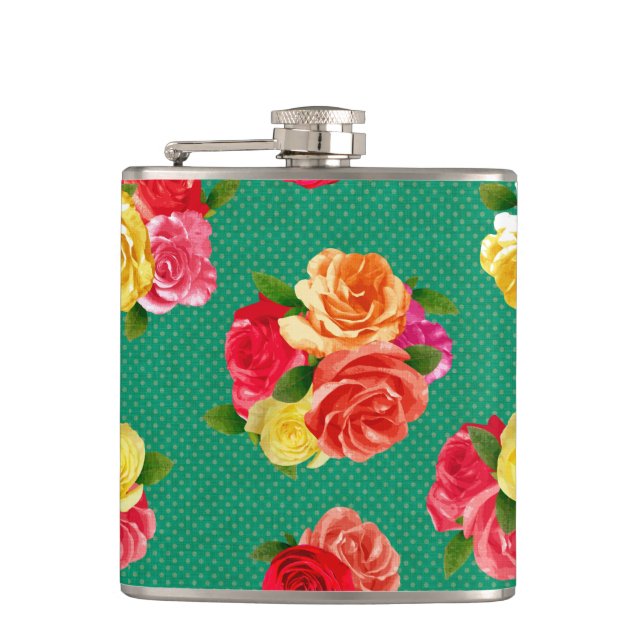 Shabby Vintage Floral Flask (Front)