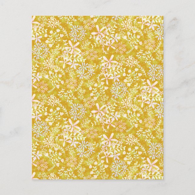 Shabby vintage floral  mustard scrapbook paper (Front)