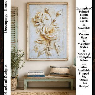 Shabby Vintage French Plaster Rose FN3L Decoupage Tissue Paper