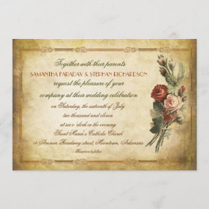 shabby vintage old paper wedding invitations