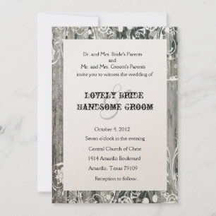 Shabby Vintage Old Wood Gold Wedding Invitations