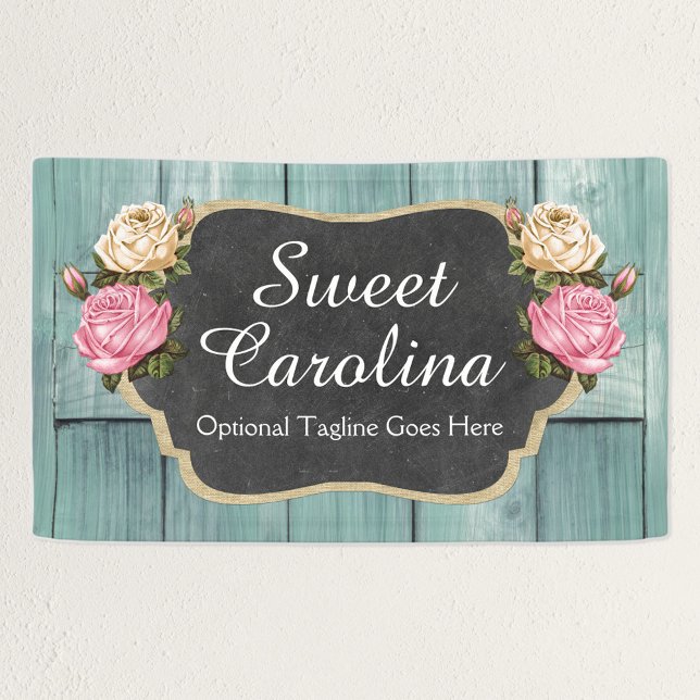 Shabby Vintage Roses Rustic Country Chalkboard Banner (Creator Uploaded)
