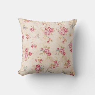 Shabby Vintage Style Pink Blue Roses Floral Cushion