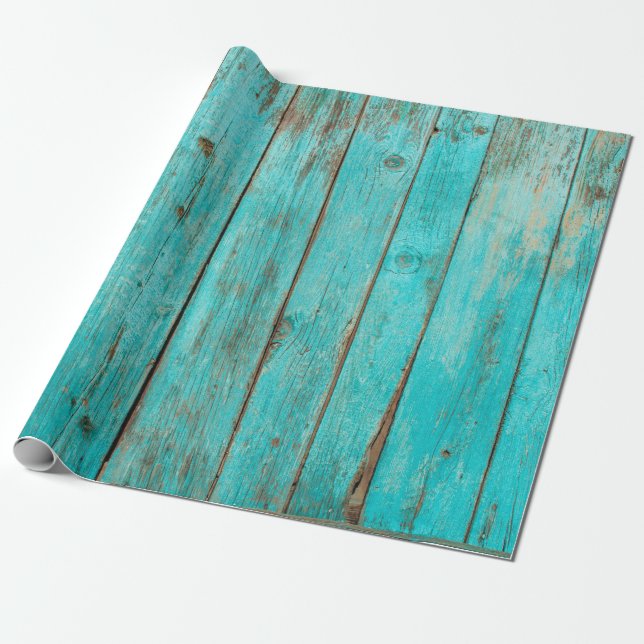 Shabby Wood Backgroundwood, beach, background, blu Wrapping Paper (Unrolled)