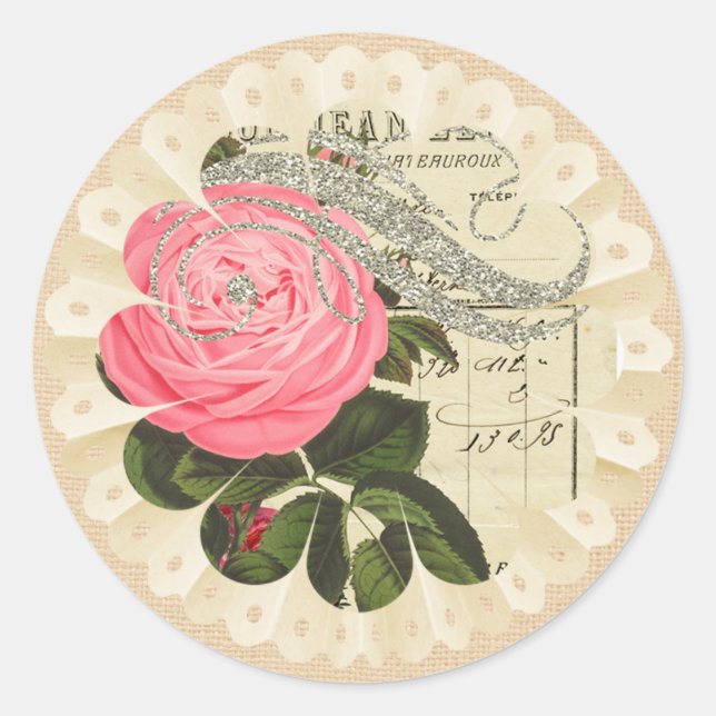 Shabbychic Burlap and Lace Sticker (Front)