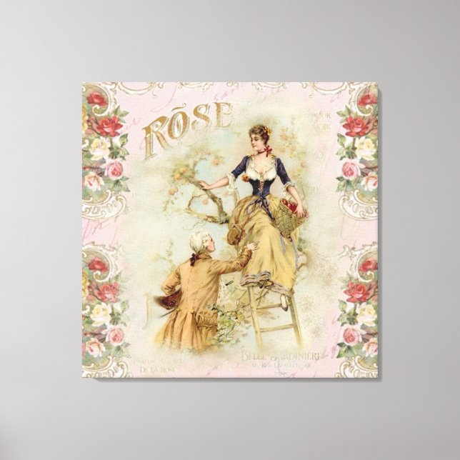 Shabbychic Paris collage rose Canvas Print (Front)