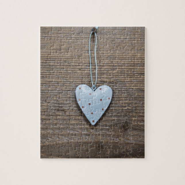 SHABBYCHIC tin hearts wood design Jigsaw Puzzle (Vertical)