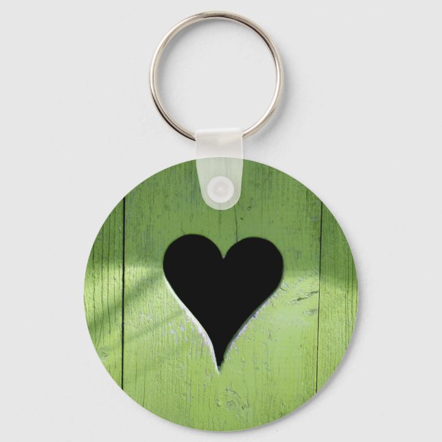 SHABBYCHIC wooden heart green black Key Ring (Front)