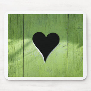SHABBYCHIC wooden heart green black Mouse Mat