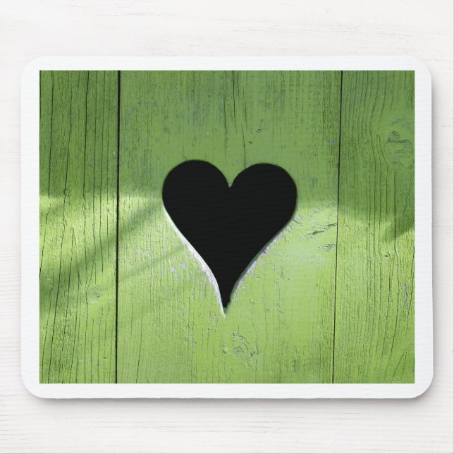 SHABBYCHIC wooden heart green black Mouse Mat (Front)
