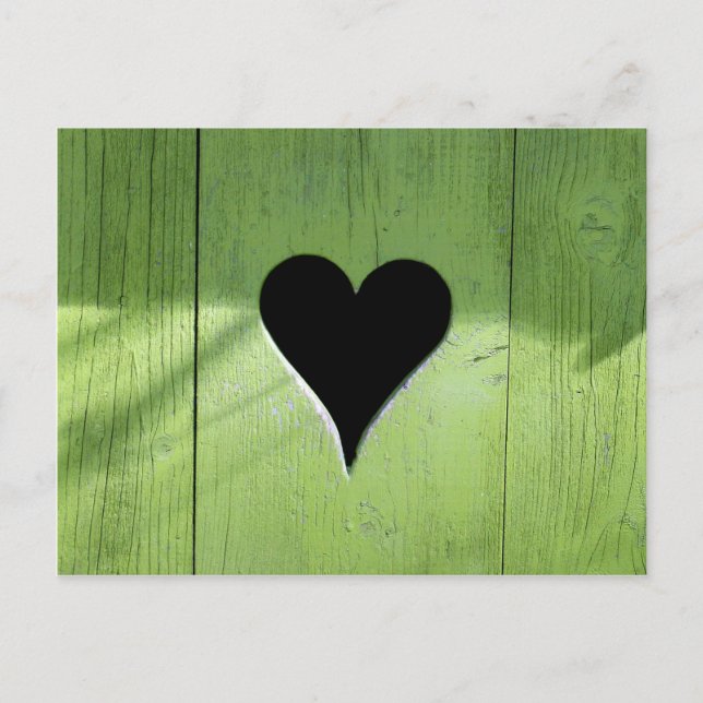 SHABBYCHIC wooden heart green black Postcard (Front)