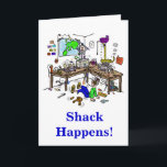 Shack Happens Funny Ham Radio Birthday Card<br><div class="desc">Always to know what the Ham Shack looked like inside the crazy antenna in the house? Well here it is. It's one homebrew crazy shack with sparks a flyin' etc. Yes, _____ even in Shacks. And, this is a pun of that. :D If your Ham Radio Shack is a crazy...</div>