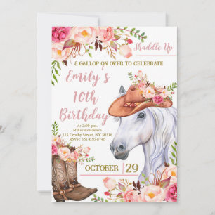 Shaddle Up Birthday, Cowgirl Birthday Party Invitation