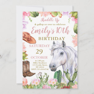 Shaddle Up Birthday, Horse, Cowgirl Birthday Party Invitation