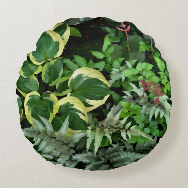 Shade Garden Round Throw Pillow (Front)