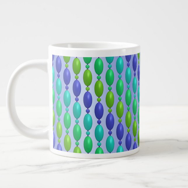 Shade Of Blue And Green Beads Pattern Large Coffee Mug (Left)