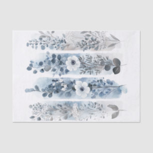 Shade of Blue Wild Flowers Decoupage Tissue Paper