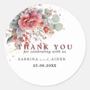 Shade Of Blush Pink Peach Dusty Blue Wedding Classic Round Sticker