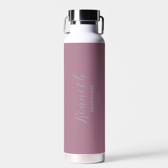 Shade of Pink Aluminium | Modern Monogram Bachelor Water Bottle (Front)