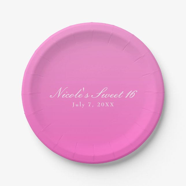 Shade of Pink Simple Minimalism Modern Party Paper Plate (Front)