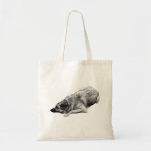 Shaded Calm Dog Lifts Gentle Winter Errands Tote Bag