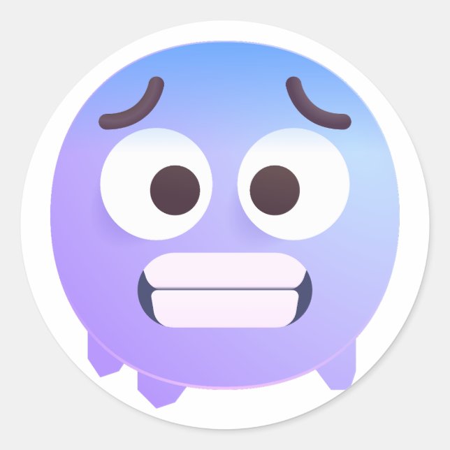 Shaded Cold Face Cute Adorable Emoji Purplish Blue Classic Round Sticker (Front)