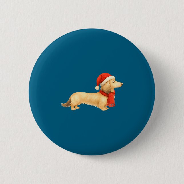 Shaded Cream Christmas Dachshund Dog Mom Funny Cut 6 Cm Round Badge (Front)