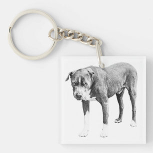 Shaded Pit Bull Mini Tag Key Ring