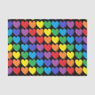 Shaded Rainbow Hearts Black Tissue Paper