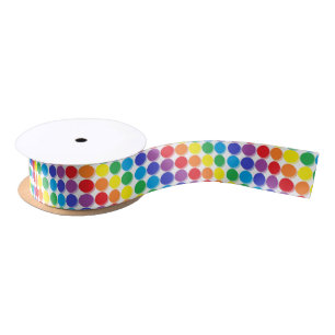 Shaded Rainbow Polka Dots Satin Ribbon