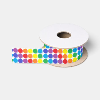 Shaded Rainbow Polka Dots Satin Ribbon