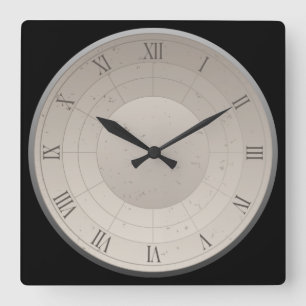 Shaded Roman Numeral Square Wall Clock